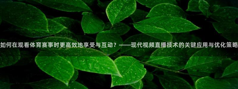 如何在观看体育赛事时更高效地享受与互动？——现代视频直播技术的关键应用与优化策略